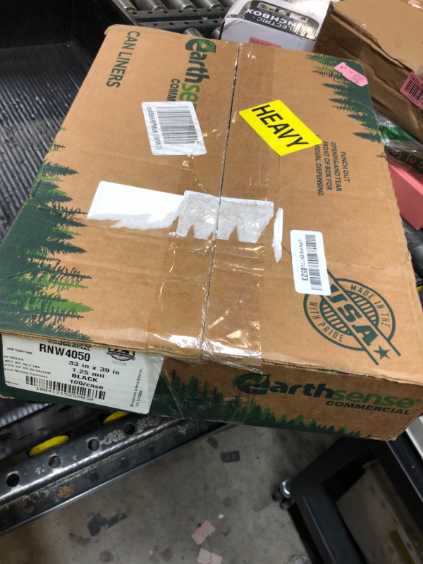 Photo 1 of Earthsense Commercial RNW4050 Can Liner 33x39, 31-33 Gal, 1.25 mil, Black, (Case of 100) 