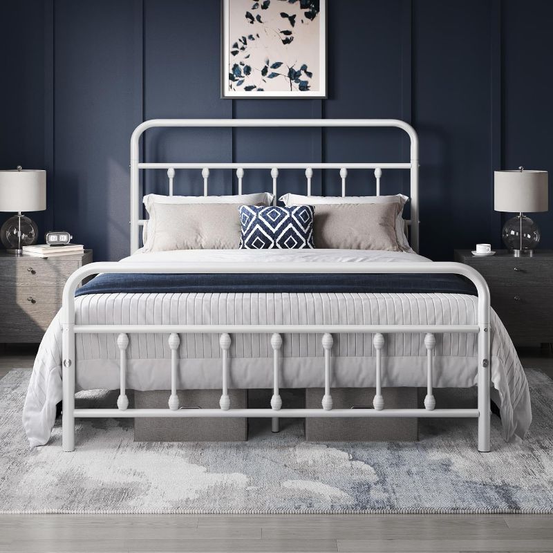 Photo 1 of Yaheetech Classic Metal Platform Bed Frame Mattress Foundation with Victorian Style Iron-Art Headboard/Footboard/Under Bed Storage/No Box Spring...
