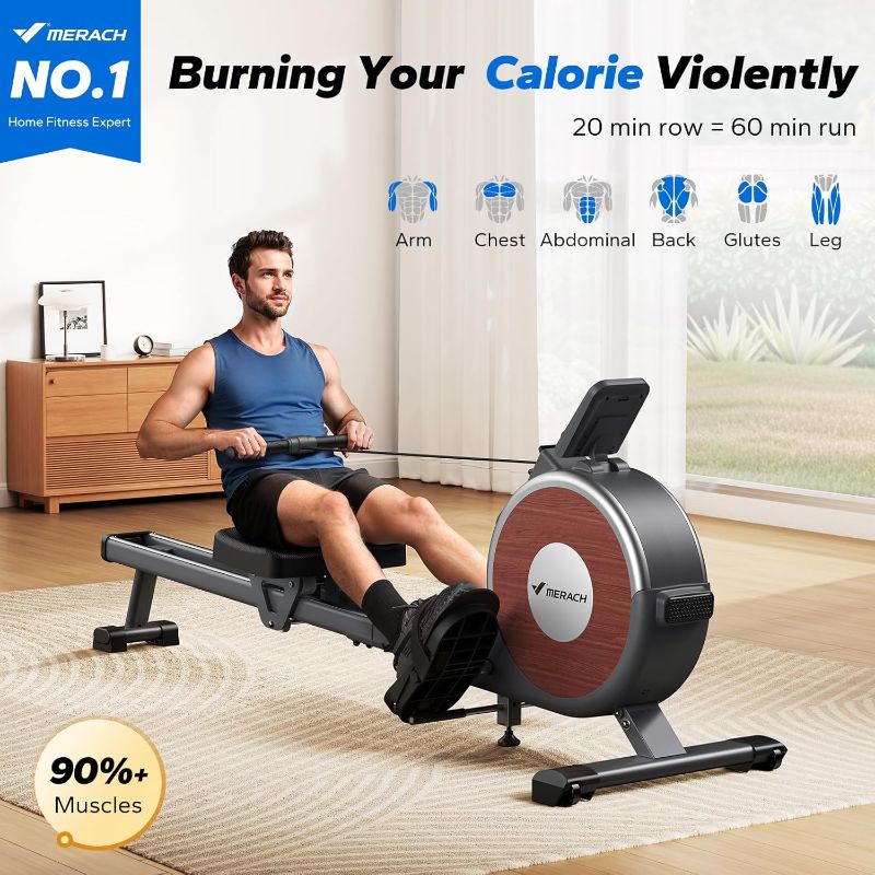 Photo 1 of MERACH Rowing Machines for Home, Magnetic Rowing Machine with 16 Levels, Rower Machine of Quiet Resistance, Dual Slide Rail with Max 350lbs Weight Capacity, App Compatible