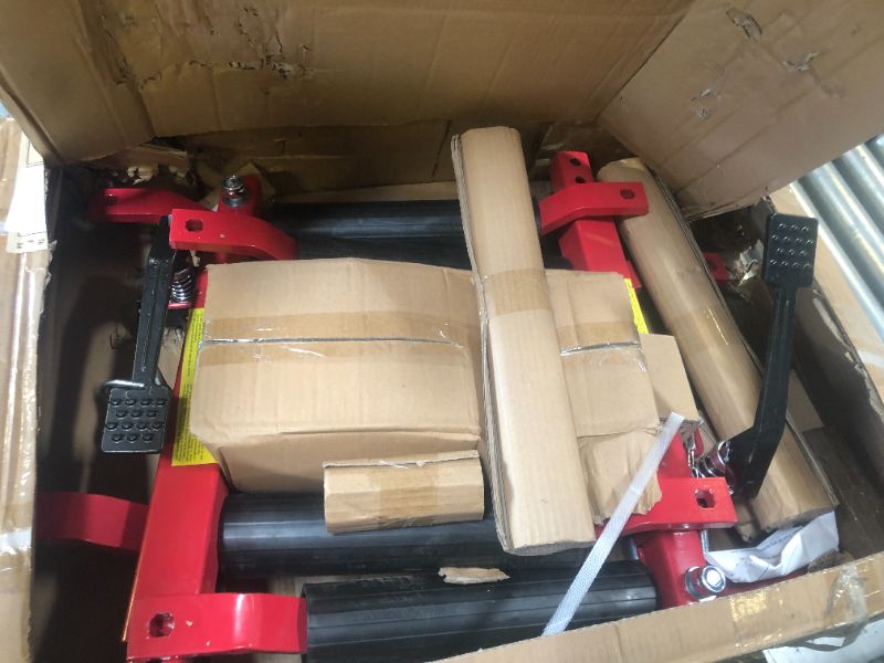 Photo 1 of DEXSO Car Dolly Jack Set of 2, Heavy Duty 6,000 LBS Hydraulic Wheel Dolly Vehicle Skates Positioning Jack with Foot Pedal for Car Moving Maintenance, Red