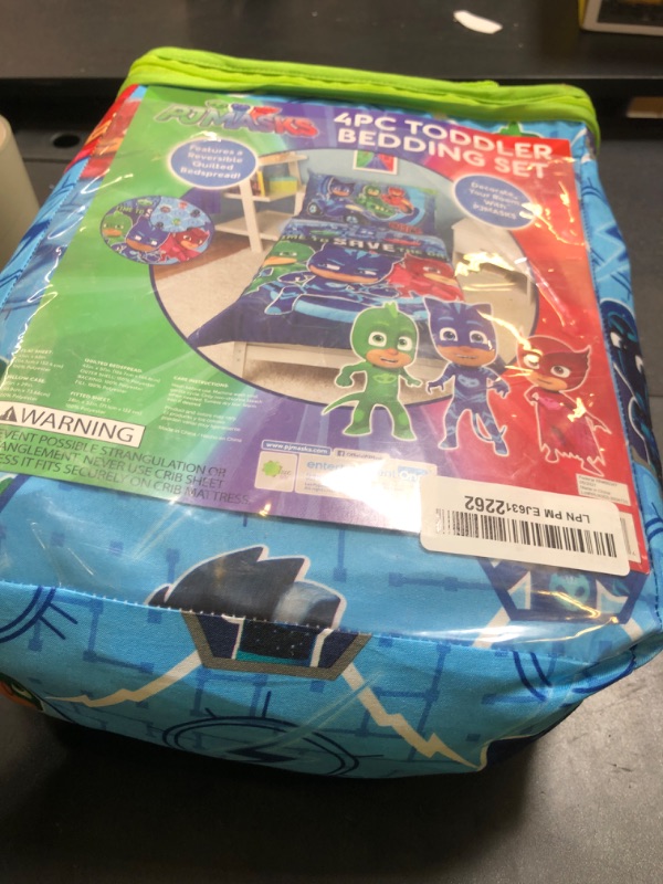 Photo 1 of PJ Masks Time to Save The Day 4 Piece Toddler Bedding Set – Includes Comforter, Sheet Set – Fitted and Top + Reversible Pillow for Boys Bed, Blue