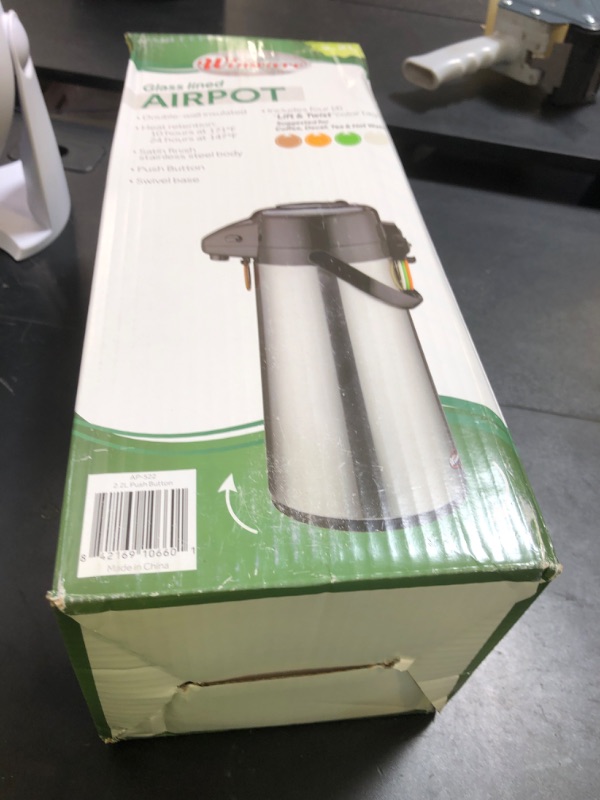 Photo 1 of Winco Glass Lined Airpot, 3-Liter, Lever Top