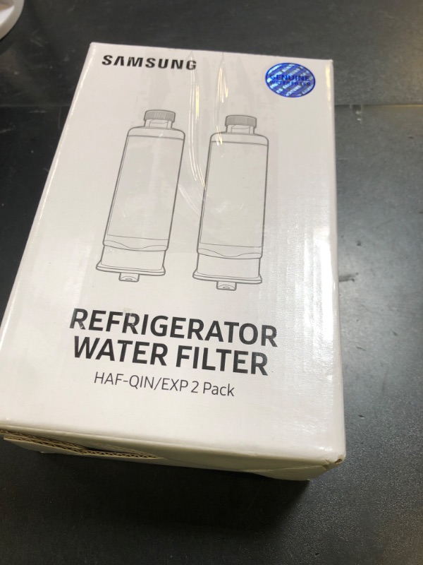 Photo 1 of SAMSUNG Genuine Filters for Refrigerator Water and Ice, Carbon Block Filtration for Clear Drinking Water, HAF-QIN-2P, 2 Pack