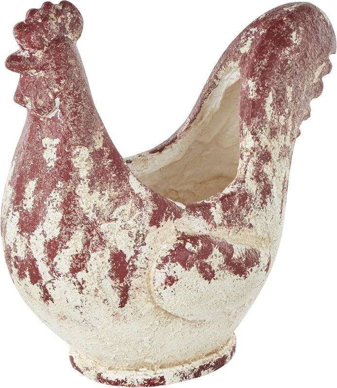 Photo 1 of 1049247761
Deco 79 Magnesium Oxide Rooster Indoor Outdoor Planter Small Planter Pot with Rust Colored Distressed Details, Planter 14" x 7" x 14", White
