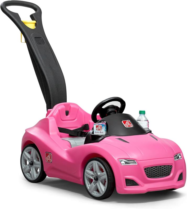 Photo 1 of Step2 Whisper Ride Cruiser Kids Push Car, Ride On Toy, Stroller Substitute, Includes Seat Belt & Horn, Made of Durable Plastic, Max Weight 50 lbs., For Toddlers 1.5-4 Years Old, Pink
