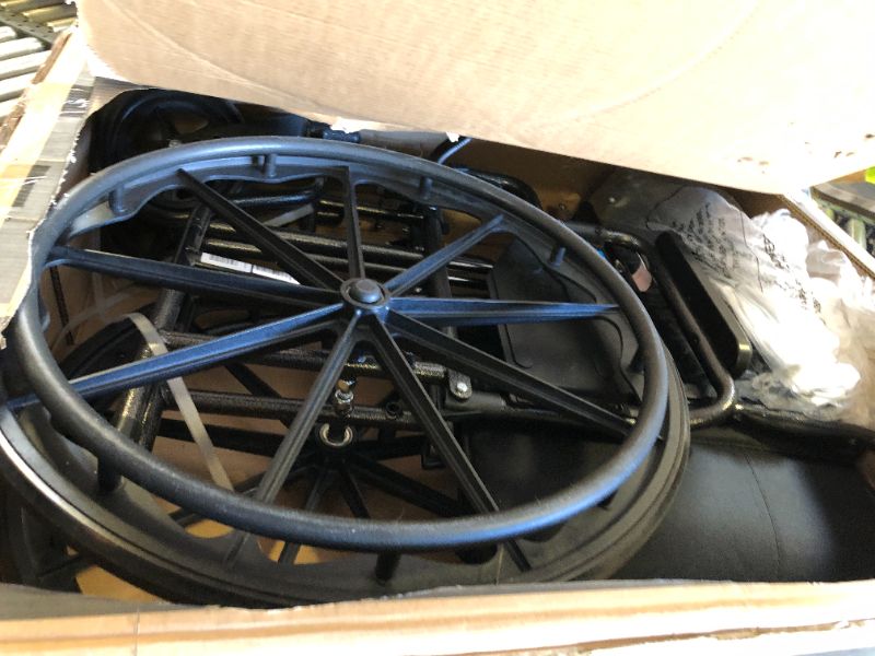 Photo 1 of Medline Comfortable Folding Wheelchair with Swing-Back, Desk-Length Arms and Elevating Footrests, 18”W x 16”D Seat