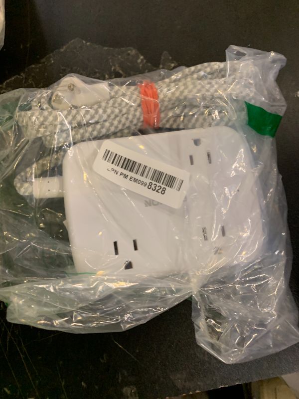 Photo 1 of 10FT Surge Protector Power Strip, Flat Extension Cord with 2 USB C, Flat Plug Power Strip, 4 Widely Outlets and 4 USB Charging Ports, Outlet Extender, 900 Joules, for Home Office Dorm Room Essentials