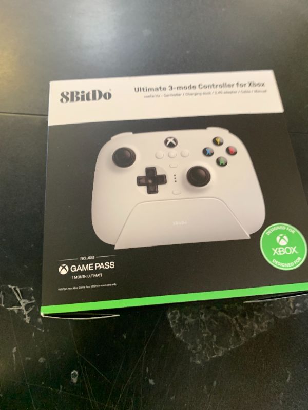 Photo 1 of 8Bitdo Ultimate 3-Mode Controller, Hall Effect Joysticks, Pro Back Buttons, Wired Only for Xbox Series X|S & Xbox One, Compatibility with Apple, Windows & Android, Officially Licensed (White)
