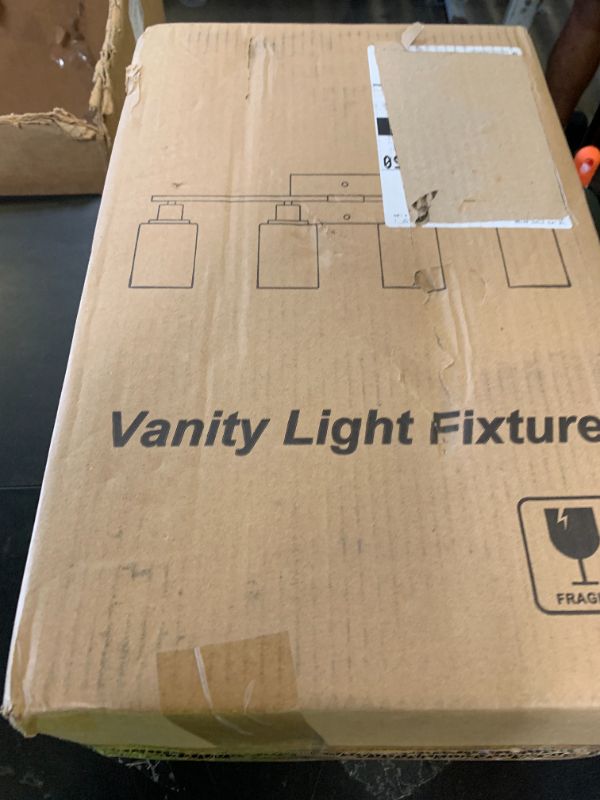 Photo 1 of MOKATNG 4-Light Bathroom Light Fixtures, Vanity Light with Milky White Shades, Matte Black Bathroom Light Fixtures Over Mirror, Modern Bathroom Wall Lamp for Mirror Living Room Cabinet Bedroom