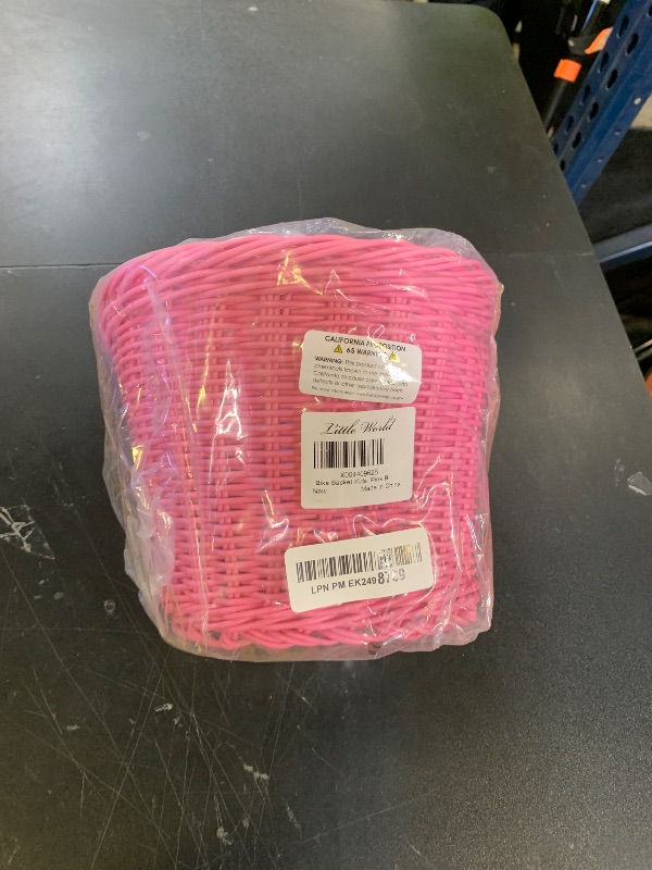Photo 1 of Bike Basket Kids, Pink Bike Basket Front Bike Accessories for Girl Boys, Woven Bicycle Basket with Stickers, Bike Bell, Windmill, and 1pairs Colorful Ribbons Tassels(Pink Basket)
