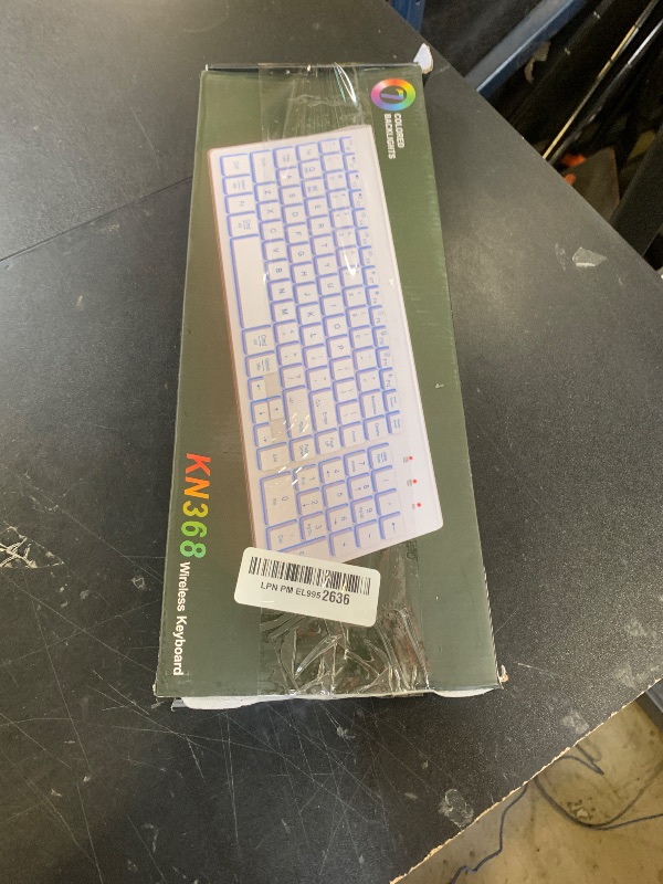 Photo 1 of SABLUTE Wireless Keyboard with 7 Colored Backlits, Rechargeable Silent Compact Cordless Computer Keyboard with Low Profile Quiet Light Up Keys for Windows, PC, Linux, Chrome, Mac (White)