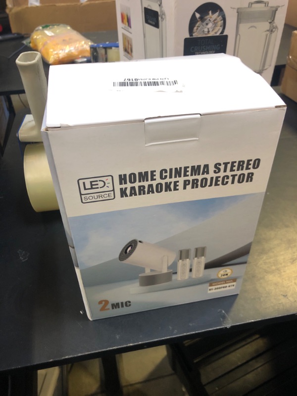 Photo 1 of Mini Projector, HY300-KTV Music Edition Support 4K 1080P, Android 11 Portable Projector, with WIFI-6 and 5.2 Bluetooth, 180° Rotatable, Auto Keystone Correction, 130" Screen with 2 microphones