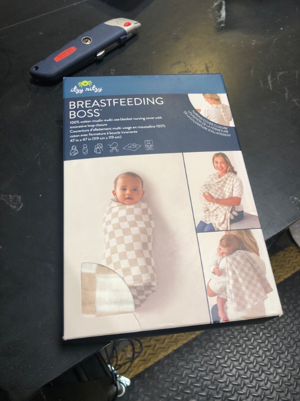 Photo 1 of Itzy Ritzy Breastfeeding Boss Multi-Use Cover – A Nursing Cover, Swaddle, Car Seat Cover, Tummy Time Mat & Burp Cloth All in One – Made of Soft Muslin Fabric & Measures 47” x 47” (Checkerboard)