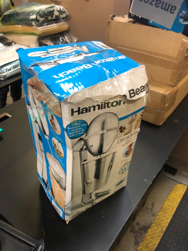 Photo 1 of Hamilton Beach DrinkMaster Electric Drink Mixer, Retro Milkshake Maker & Milk Frother, 2 Speeds, Extra-Large 28 oz. Stainless Steel Cup, Classic Chrome