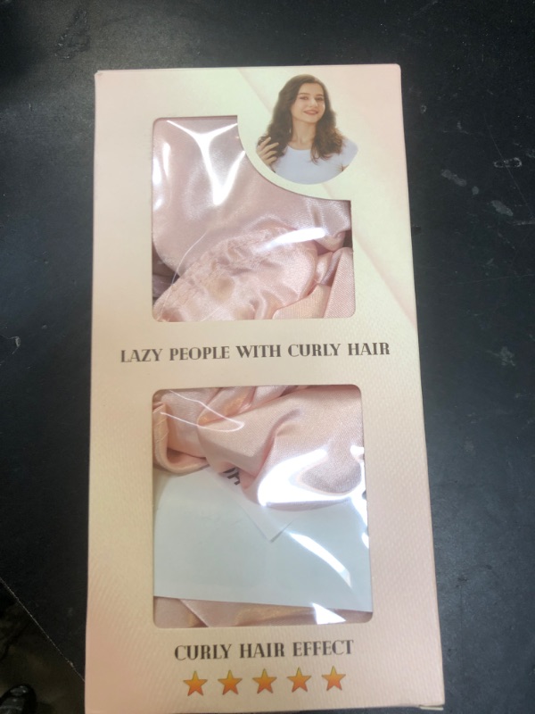 Photo 1 of 6 Pcs Heatless Hair Curling Set with Satin Overnight Headbands - Creates Beautiful Curls Without Heat Damage (pale pink)