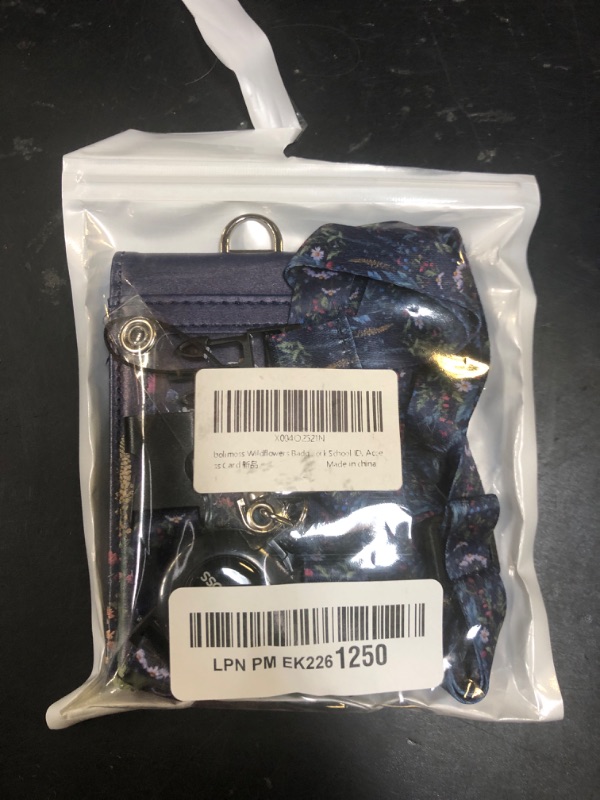 Photo 1 of bolimoss Wildflowers Badge Holder with Double-Sided Windows, Multiple Leather ID Name Badge Card Holder with Adjustable Retractable Lanyards, Breakaway Neck Lanyards for Work School ID, Access Card