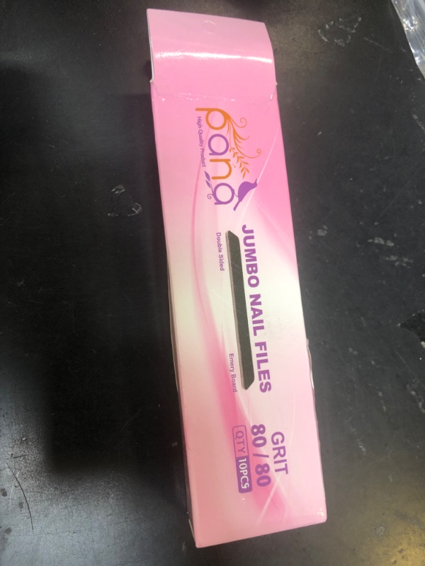 Photo 1 of 10pcs - PANA Jumbo Double-Sided Emery Nail File for Manicure, Pedicure, Natural, and Acrylic Nails - Black (Grit 80/80)