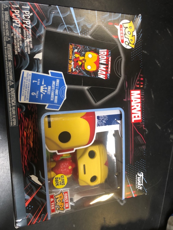 Photo 1 of Funko Pop Collectible Toy Figure - Iron Man - Marvel Comics - T-Shirt - Clothes with Collectable Vinyl Figure - Gift Idea - Toys and Short Sleeve Top for Adults Unisex Men -L