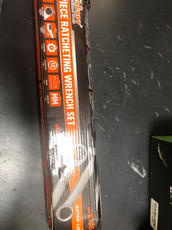 Photo 1 of HORUSDY 9-Piece Extra Long Ratcheting Wrench Set with Tool Bag & Box, Metric 8-22mm, CR-V Steel Combination Wrench Set