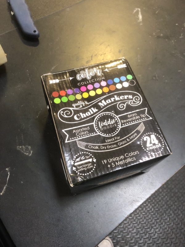 Photo 1 of Loddie Doddie Liquid Chalk Markers (24-Pack) - Dust-Free Erasable Pens for Windows, Glass, Chalkboard & Blackboard - 6mm Reversible Bullet & Chisel Tip
