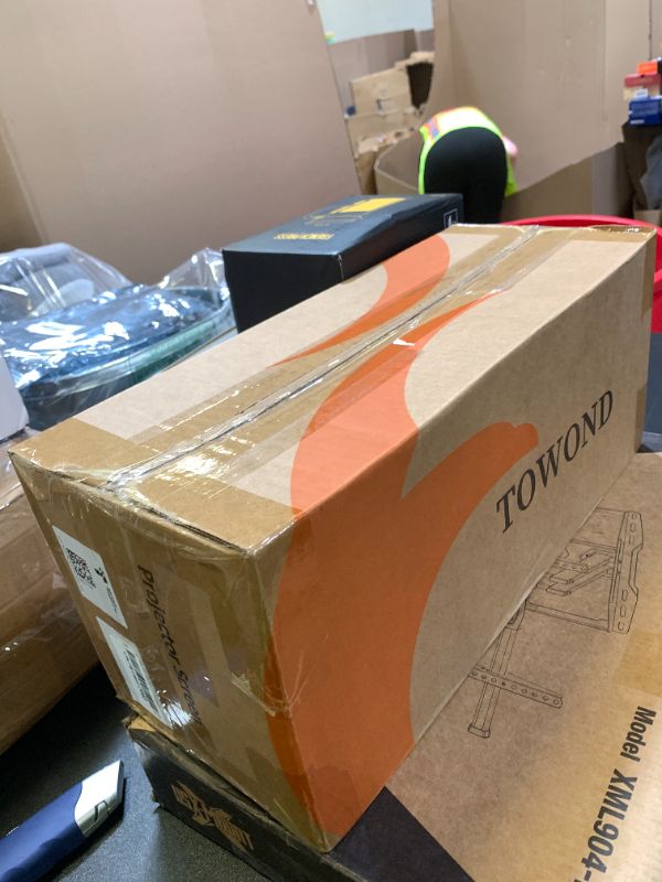 Photo 1 of Projector Screen with Stand, Towond 84 inch Outdoor Projector Screen Portable Indoor Projection Screen 16:9 4K Rear Front Movie Screen with Carry Bag for Home Backyard Theater