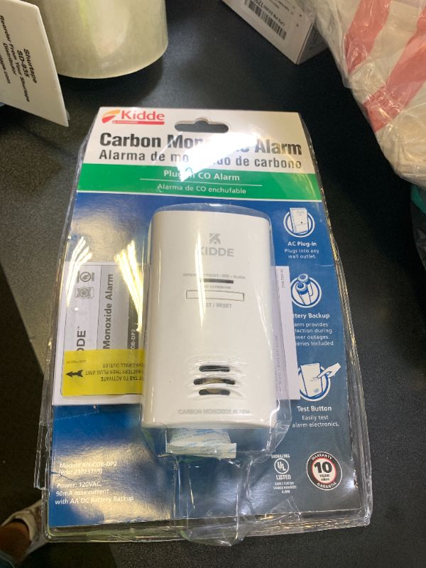 Photo 1 of Kidde Carbon Monoxide Detector, Plug In Wall with AA Battery Backup, Test-Hush Button