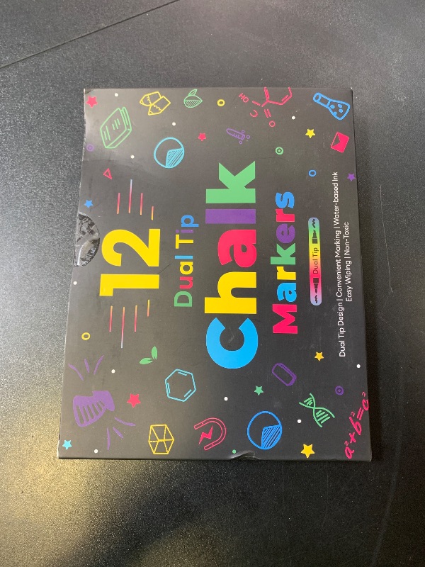 Photo 1 of 12 Dual Tip Liquid Chalk Markers - Erasable Chalk Markers for Blackboard, Chalkboard Signs, Glass, Chalk Pens Wet Erase Makers for Bar Menu, Shcool,Wedding Sign, Just Married Car Windows Decorations