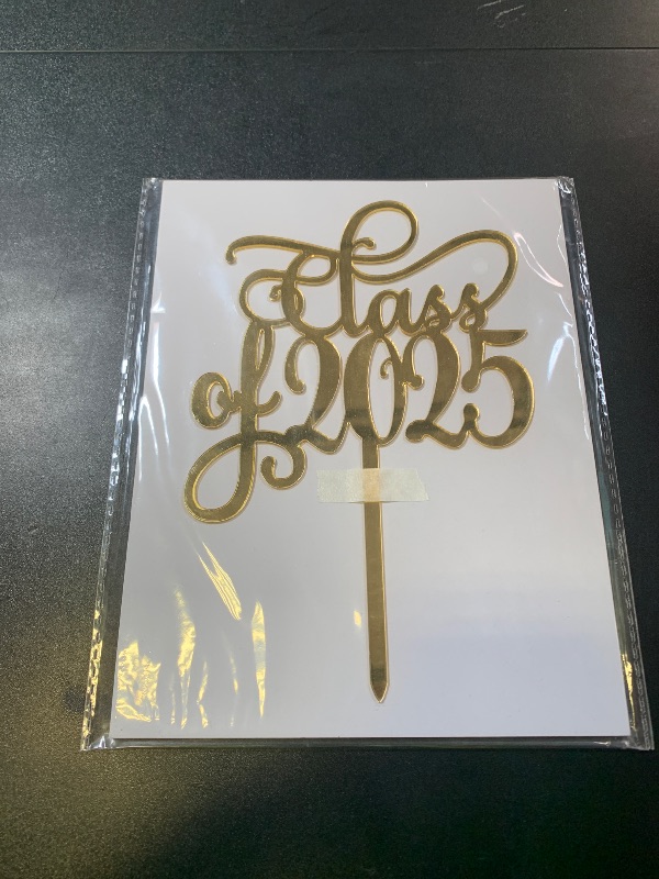 Photo 1 of JIEEIN Class of 2025 Cake Topper, Congrats Grad Mirror Gold Acrylic Cake Topper, 2025 Graduation Party Decoration Supplies