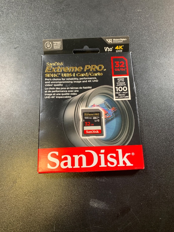 Photo 1 of SanDisk 32GB Extreme PRO SDHC UHS-I Memory Card - C10, U3, V30, 4K UHD, SD Card - SDSDXXO-032G-GN4IN