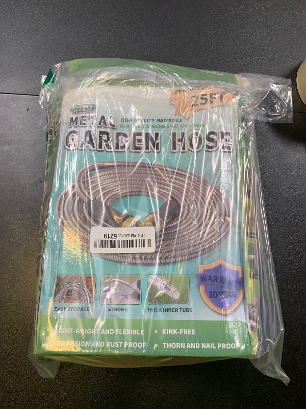 Photo 1 of Lightweight Stainless Steel Garden Hose 25Ft – Kinkless Flexible Metal Water Hose - Thorn Proof Steel Hose with Solid Fittings for Garden, Outdoor Use (25ft)