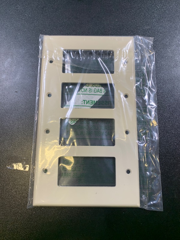 Photo 1 of Leviton 4-Gang Decora/GFCI Device Wallplate, Midway Size, Thermoset, Device Mount, 80612-I, Ivory