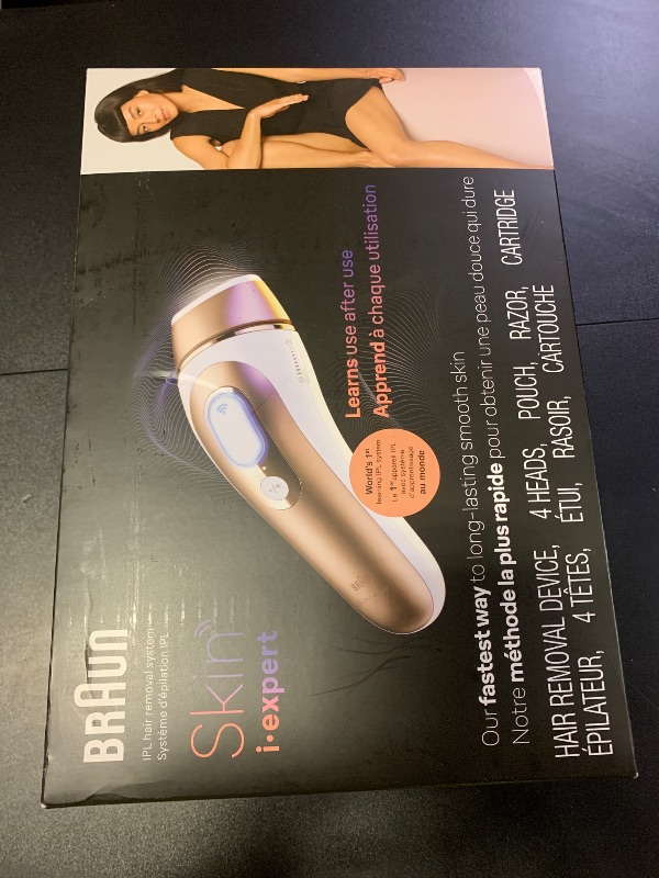 Photo 1 of Braun Smart IPL, Skin i·Expert Pro 7: at Home Laser Hair Removal, Permanent Visible Hair Reduction, Holiday Gifts for Women and Men with Free App, Vanity Case, Venus Razor, 4 Smart Heads, IPL7387