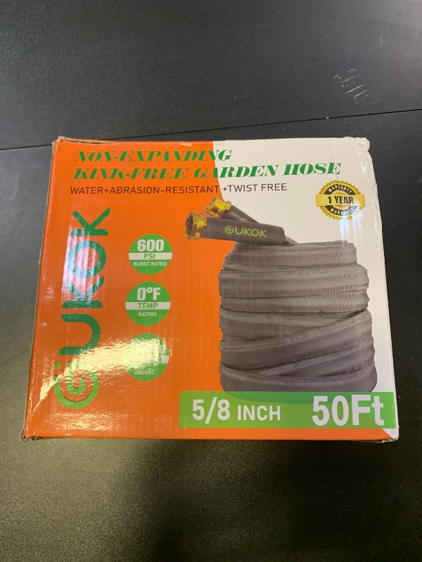 Photo 1 of GUKOK 2025 Upgraded 50FT Non-Expanding Garden Hose, Ultra-Light & Flexible Water Hose - Burst-Resistant, Kink-Free, High-Pressure, All-Weather Use for Lawns, Gardens, and Outdoor Cleaning