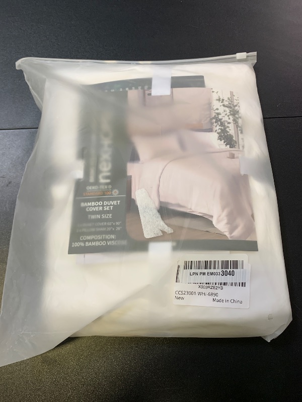 Photo 1 of NEXHOME PRO 100% Organic Bamboo Duvet Cover Set Twin - Lightweight Summer Cooling Comforter Cover for Hot Sleepers 68"x90" 2pcs Breathable White Bedding with Corner Ties,Zipper Closure, No Insert