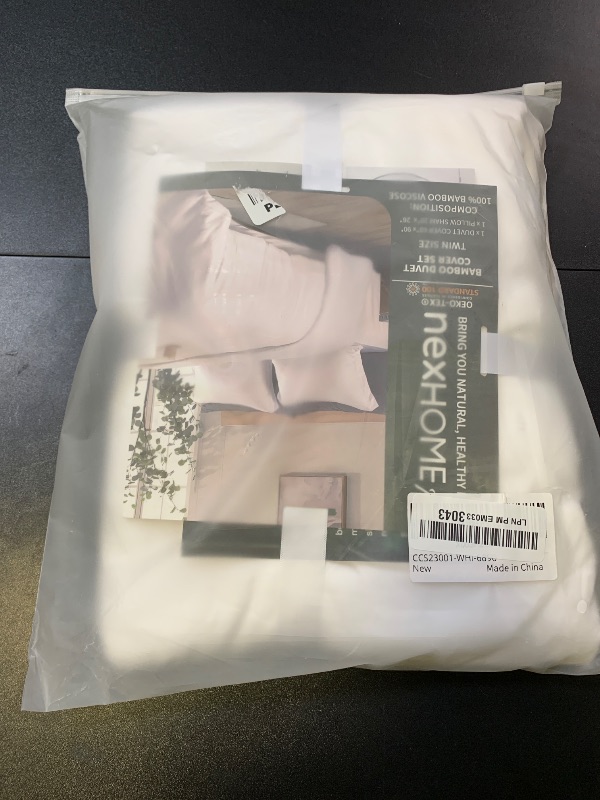 Photo 1 of NEXHOME PRO 100% Organic Bamboo Duvet Cover Set Twin - Lightweight Summer Cooling Comforter Cover for Hot Sleepers 68"x90" 2pcs Breathable White Bedding with Corner Ties,Zipper Closure, No Insert