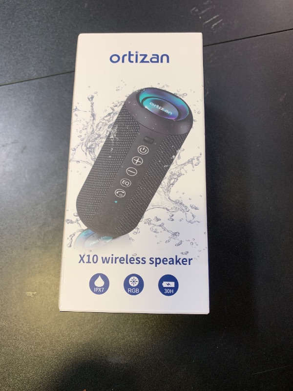 Photo 1 of Ortizan Portable Bluetooth Speaker: IPX7 Waterproof, 24W Loud Sound, Deep Bass, Bluetooth 5.3, LED Lights, Wireless Stereo Pairing, 30H Playtime, for Home/Outdoor/Party/Beach, Birthday Gift (Black)