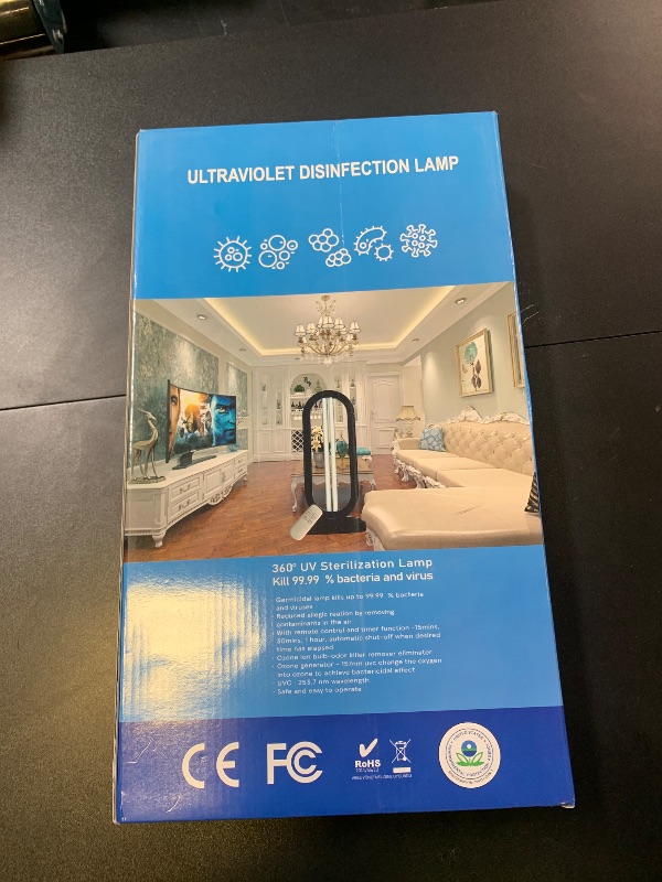 Photo 1 of Feefir UV Light Sanitizer,4-Speed Timing and Remote Control UVC Home Disinfection Device,Ultraviolet Light Sanitizer for Dust Mites,UV Lamp for Whole Room,Black