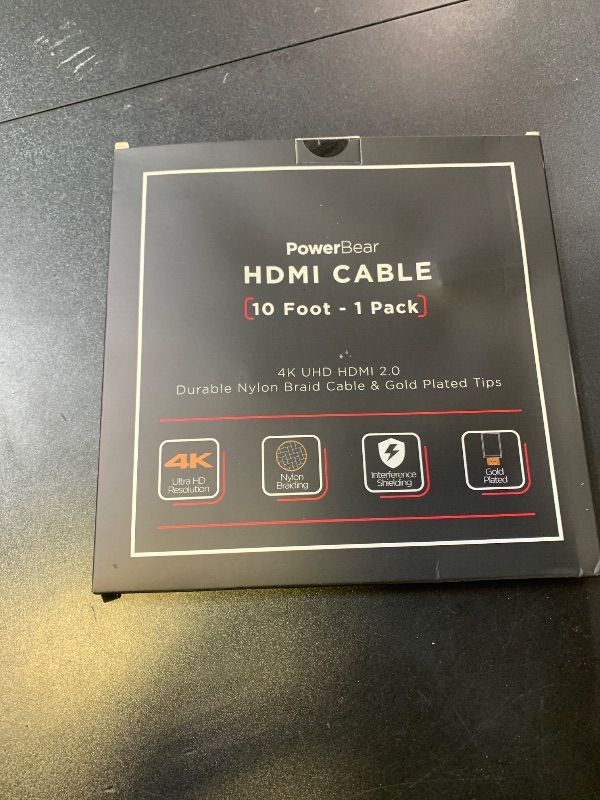 Photo 1 of PowerBear 4K HDMI Cable 10 ft | High Speed Hdmi Cables, Braided Nylon & Gold Connectors, 4K @ 60Hz, Ultra HD, 2K, 1080P, ARC & CL3 Rated | for Laptop, Monitor, PS5, PS4, Xbox One, Fire TV, & More
