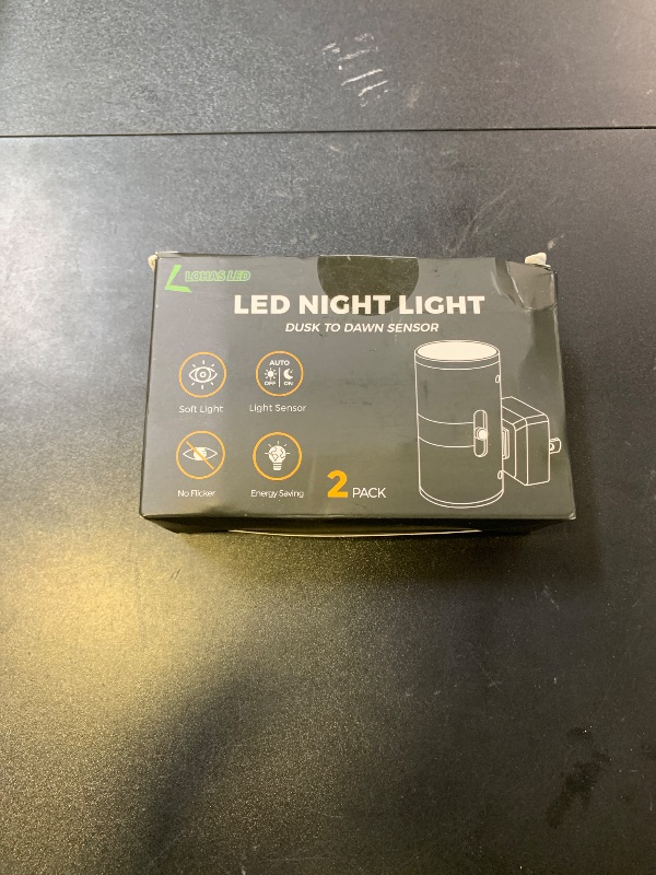 Photo 1 of L LOHAS LED Night Light Plug in, Modern Night Lights Plug into Wall, Dusk to Dawn Sensor, Soft White 3000K, 0-100LM Adjustable Brightness, Dimmable Night Lights for Hallway Bedroom Stairway, 2 Pack