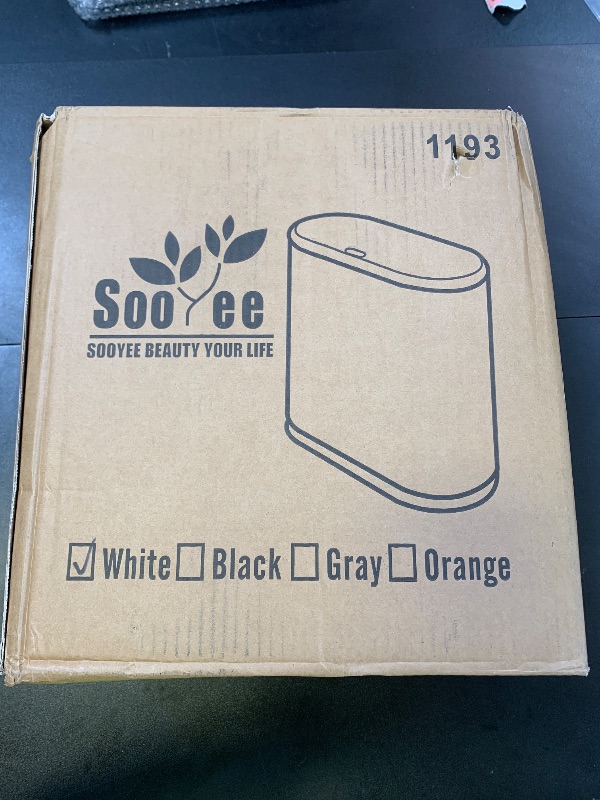 Photo 1 of Sooyee 10 Liter Rectangular Plastic Trash Can Wastebasket with Press Type Lid,2.4 Gallon Garbage Container Bin for Bathroom,Powder Room,Bedroom,Kitchen,Craft Room,Office (Cream White)