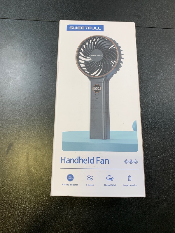 Photo 1 of SWEETFULL Handheld Portable Fan, 5000mAh Rechargeable Battery, 6 Speed Wind, LED Digital Display, Foldable Electric Personal Mini Travel Fan with Backup Power, Summer Essentials Gifts for Women Girl