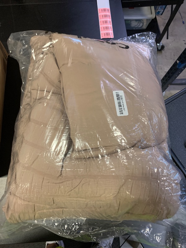 Photo 1 of CozyLux Queen Seersucker Comforter Set with Sheets Taupe Bed in a Bag 7-Pieces All Season Bedding Sets with Comforter, Pillow Sham, Flat Sheet, Fitted Sheet, Pillowcase