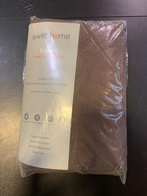 Photo 1 of Cathay Home Luxury Wrinkle And Fade Resistant Double Brushed Ultra Soft Microfiber 14-inch Standard Pocket Single Fitted Sheet, Chocolate, Twin