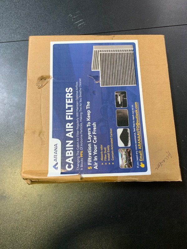 Photo 1 of ARANA CF12820 Cabin Air Filter With Activated Carbon For Genesis Gv60 Hyundai Elantra Ioniq Kona Santa Tucson Kia Ev6 Ev9 K5 Niro Sorento Sportage, 1 Pack