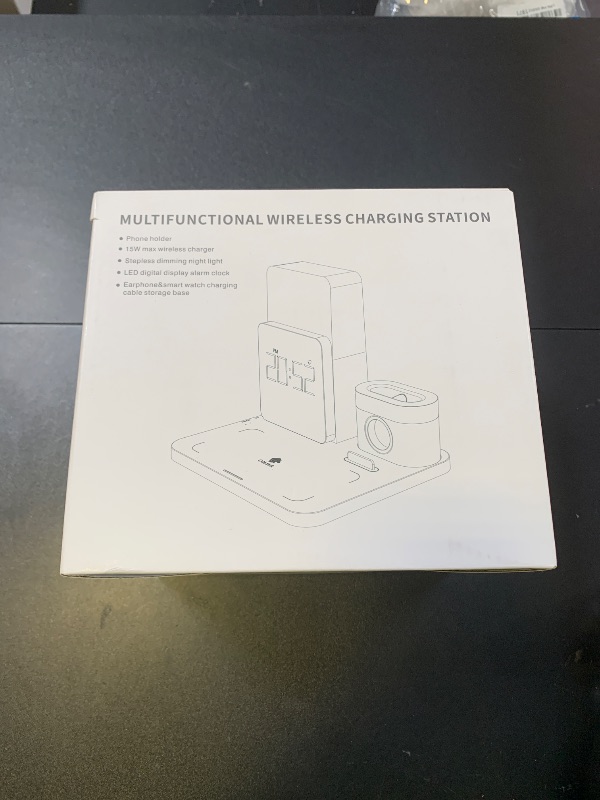 Photo 1 of Wireless Charging Station, iPhone 3 in 1 Fast 15W Wireless Charger with Alarm Clock and Night Light, Charging Dock for iPhone 12/13/14/15/16 Pro/Pro Max, Samsung, AirPods