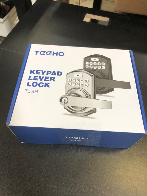 Photo 1 of TEEHO TE004 Keyless Entry Keypad Door Lock with Handle - Front Digital Door Electronic Deadbolt with Anti-Peeping, Auto Lock & Passage Mode - Easy Installation - Satin Nickel