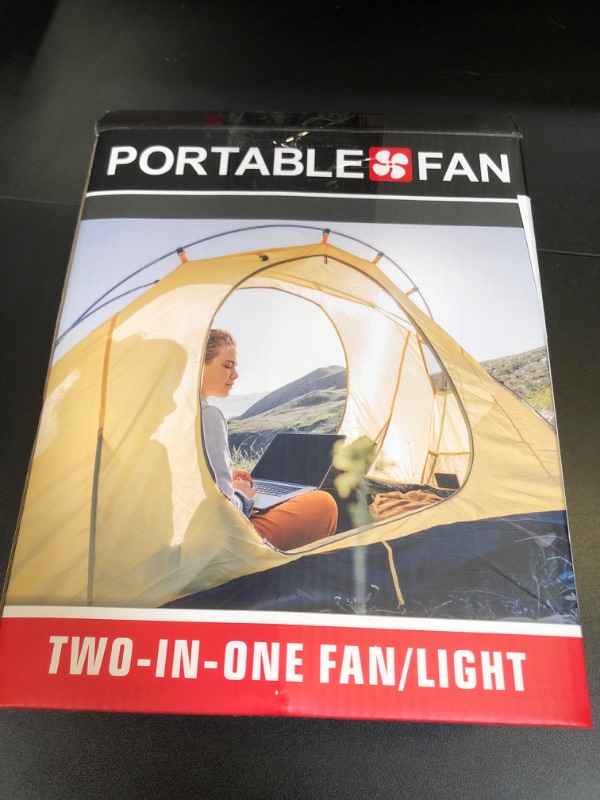 Photo 1 of 10400mAh Solar Fan with LED Lantern, Camping Fan with Solar Panel, 7W Rechargeable Solar Powered Fan for Outside, Quiet Battery Operated Tent Fan for Picnic, Barbecue, Fishing, Travel