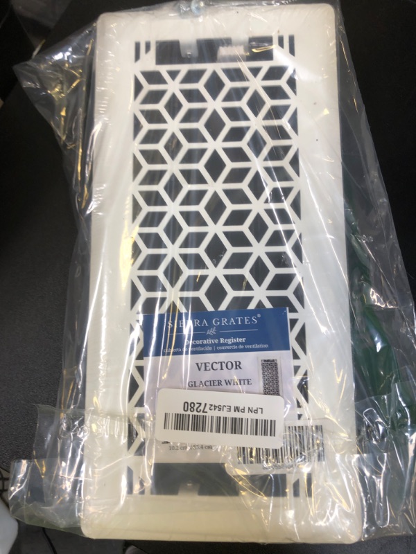 Photo 1 of Sierra Grates 4" x 10" Lattice Design Steel Floor Register in Glacier White Finish with mounting Clips- for Floor or Side Wall- Decorative Air Vent Covers- Floor Register 4” x 10”