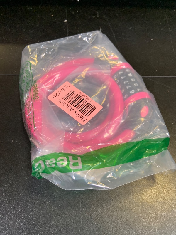 Photo 1 of NDakter Bike Lock, 4/5.6 Feet Bicycle Cable, High Security 5 Digit Resettable Combination Coiling Bicycle Lock, Heavy Duty Anti Theft Cable with Mounting Bracket, 1/2 Inch Diameter (5.6FT,Pink-12mm)