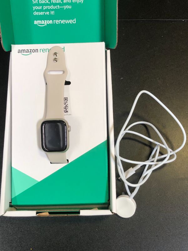 Photo 1 of Apple Watch Series 9 [GPS + Cellular 41mm] Starlight Aluminum Case with Starlight Sport Band S/M (Renewed Premium)
